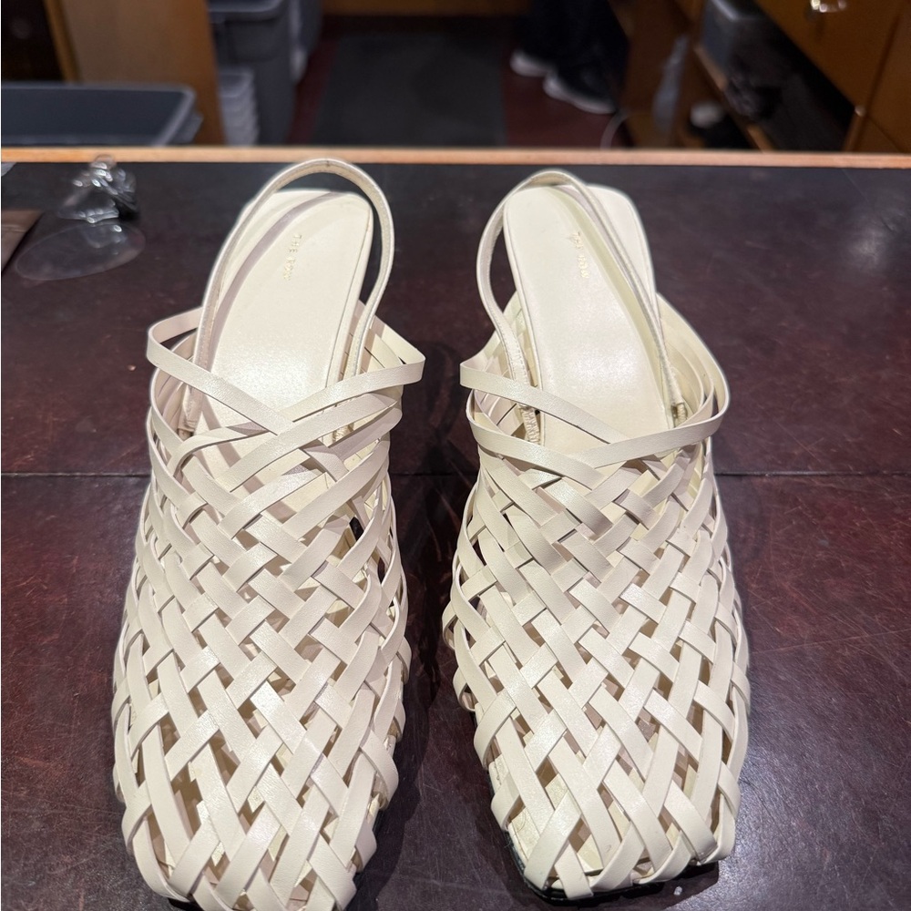 The Row Ivory Woven Heels